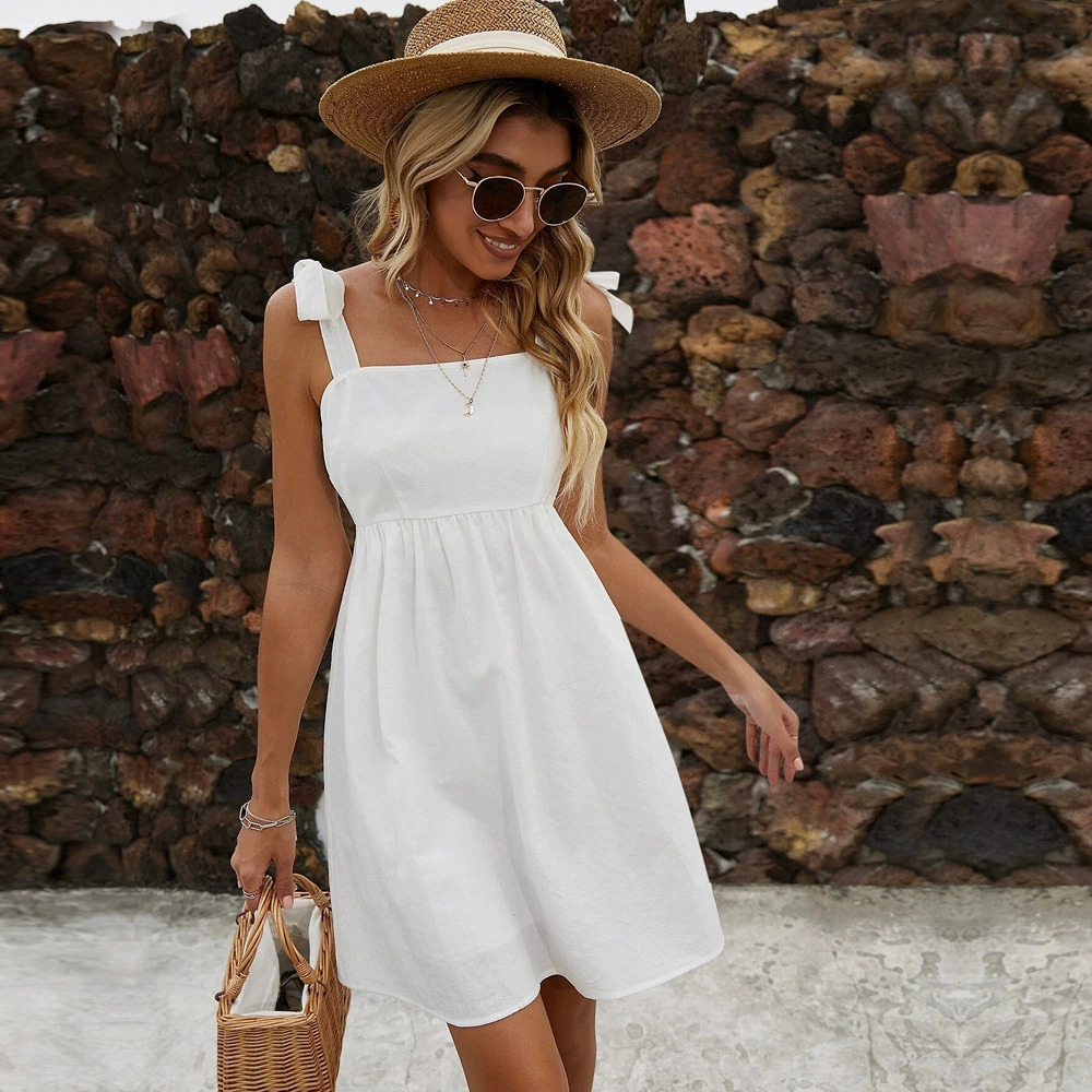 ZARA Spring Casual Knit Mini Dress Spaghetti Strap Solid Color Work